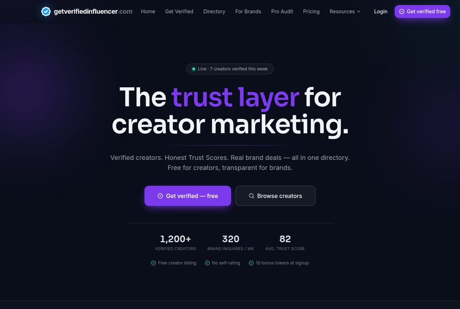 Get Verified Influencer — verified influencer directory platform