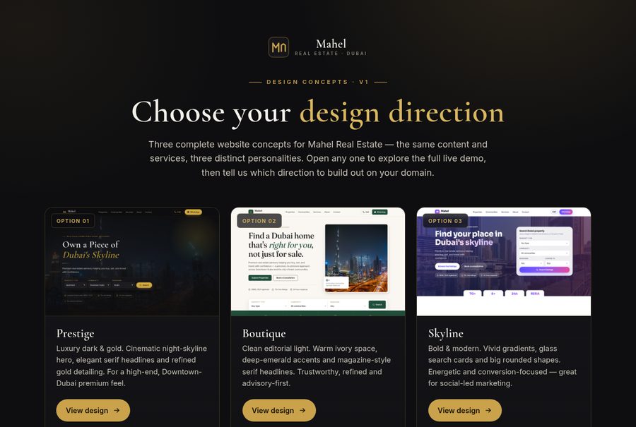 Mahel Real Estate — Dubai property broker website demo
