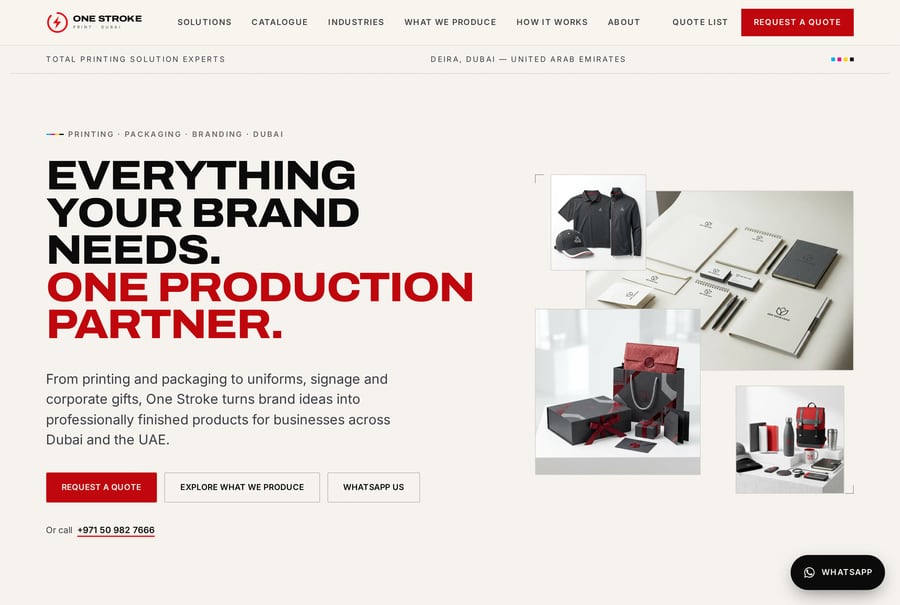 One Stroke Print — printing and packaging website concept